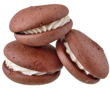 Beyaz arka plan üzerinde izole iştah açıcı çikolatalı kurabiye.