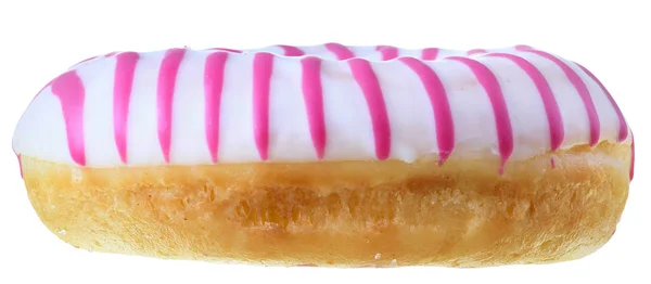 Donut Aux Fraises Recouvert Glaçage Rose Isolé Sur Fond Blanc — Photo