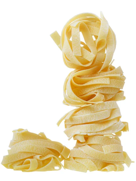 Pasta Pappardelle Nest Tower Close Isolated White Background — Stock Photo, Image