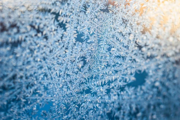 Frosty Natural Pattern Winter Window — Stock Photo, Image