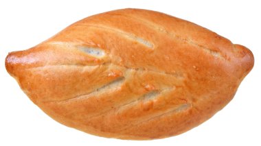 Beyaz arkaplanda dolgulu tatlı çörek.