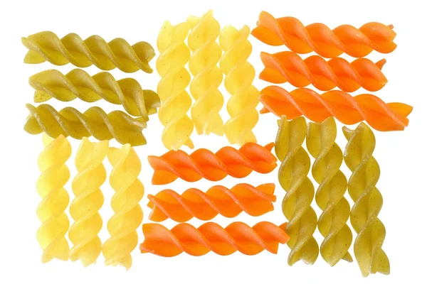 Fusilli Tricolore Isolato Fondo Bianco — Foto Stock