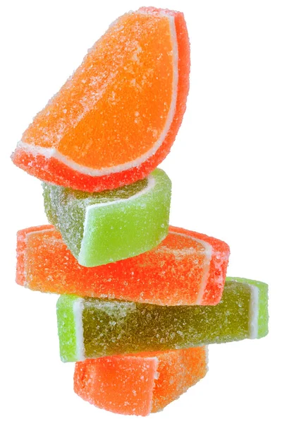 Mångfärgade Candy Tower Vit Bakgrund — Stockfoto