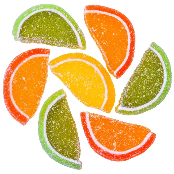 Heap Multicolored Candy Top View White Background — Stock Photo, Image