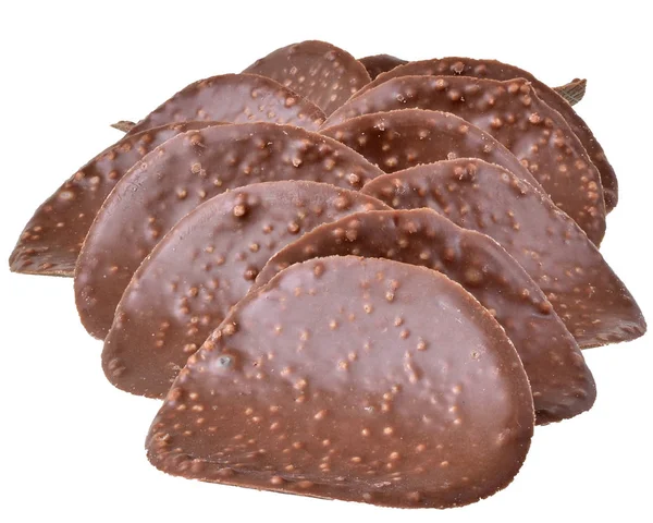 Шоколадні Чіпси Крупним Планом Ізольовані Білому Тлі — стокове фото