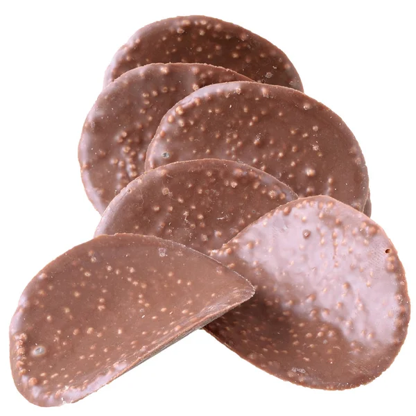 Gocce Cioccolato Vicino Isolato Sfondo Bianco — Foto Stock