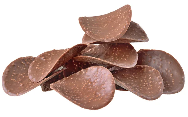 Chocolate Chips Close Isolated White Background — Stock Photo, Image