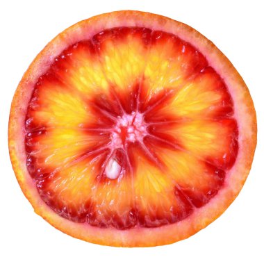 Kan turuncu beyaz bir arka plan üzerinde izole yakın kesme