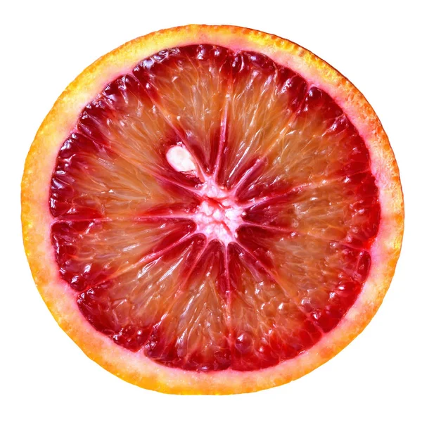 Blood Orange Cut Close Isolated White Background — Stock Photo, Image