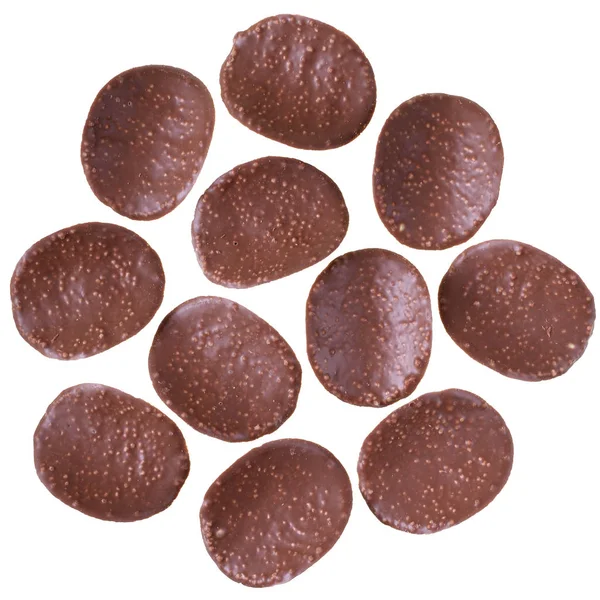 Choklad Chips Ovanifrån Isolerade Vit Bakgrund — Stockfoto