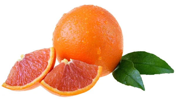 Bloed Oranje Segment Geïsoleerd Een Witte Achtergrond — Stockfoto