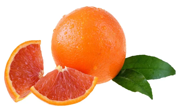 Bloed Oranje Segment Geïsoleerd Een Witte Achtergrond — Stockfoto