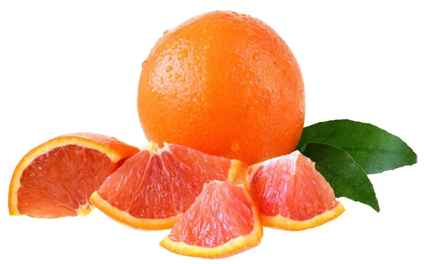 Rebanada Naranja Sangre Aislada Sobre Fondo Blanco — Foto de Stock