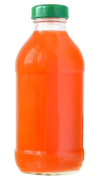 白い背景に分離されたニンジン ジュースと哺乳瓶 — ストック写真