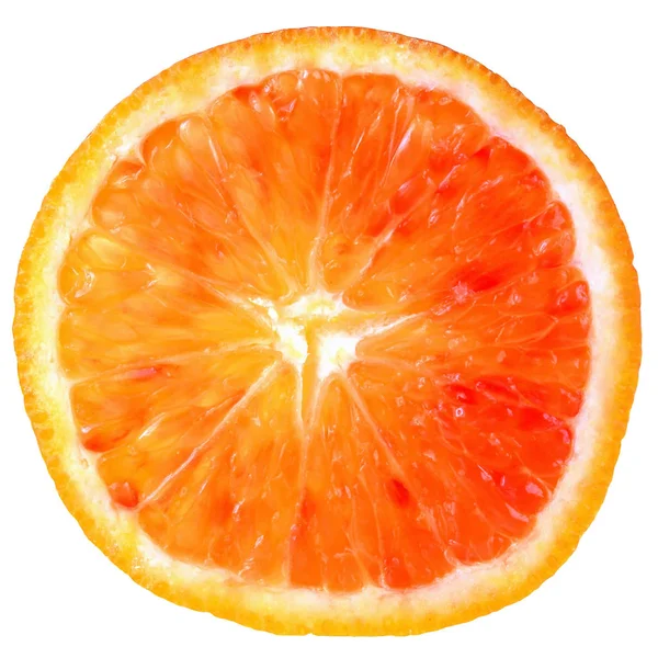 Bloed oranje segment met blad bovenaanzicht geïsoleerd — Stockfoto