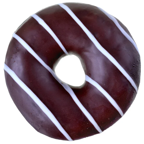 Choklad glaserad donut uppifrån vy isolerad — Stockfoto