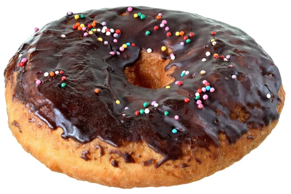 Chocolate donut täckt med isbildning isolerade — Stockfoto