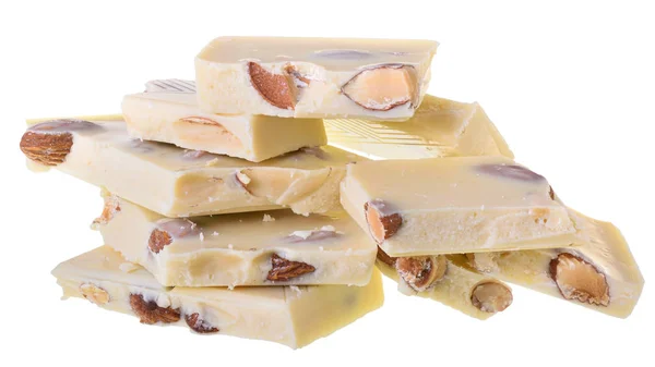 アーモンドナッツとブロークンホワイトチョコレート分離 — ストック写真