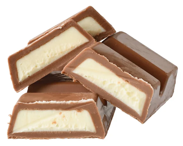 白い背景に隔離されたチョコレートマジパンバー — ストック写真