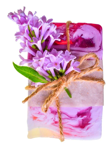 Handmade Soap Lilac Aroma Isolated White Background — Stock Photo, Image