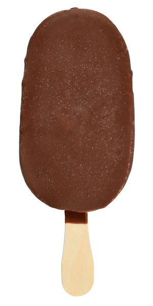 Zmrzlina Tyčce Pokryté Tmavou Čokoládovou Polevou Izolované — Stock fotografie