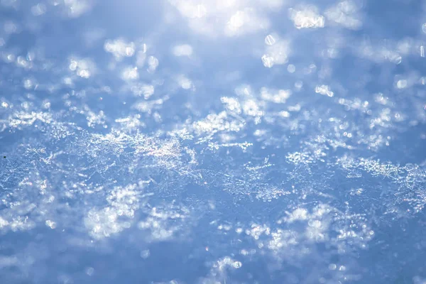 模糊的新雪花纹理的宏观背景 — 图库照片