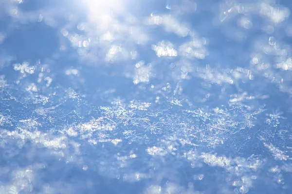 Macro Sfondo Fresca Texture Fiocco Neve Una Sfocatura — Foto Stock
