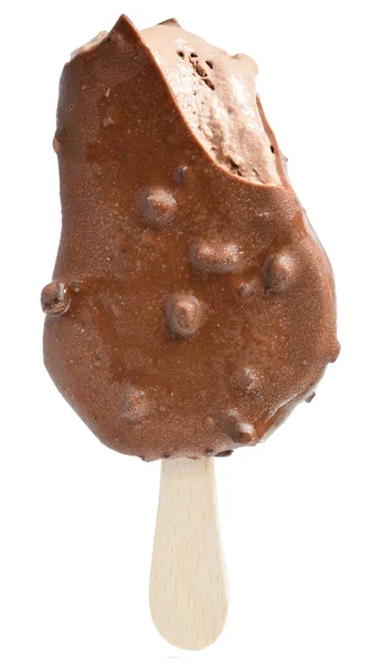 Helado Palo Cubierto Glaseado Chocolate Negro Aislado — Foto de Stock