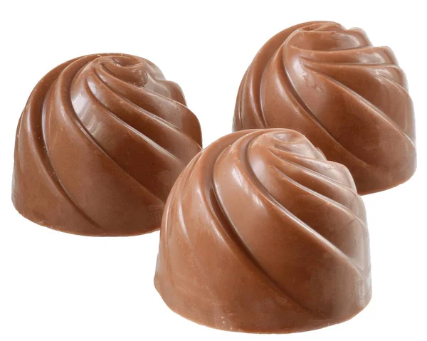 Čokoládové Sladkosti Zblízka Izolované Bílém Pozadí — Stock fotografie