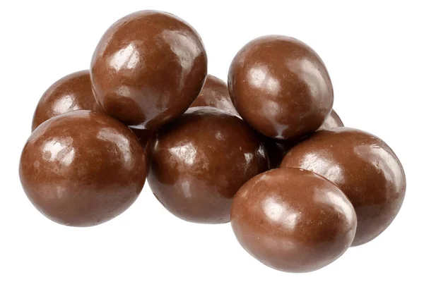 Σοκολάτα Μπάλες Κοντά Απομονώνονται Λευκό Φόντο — Φωτογραφία Αρχείου