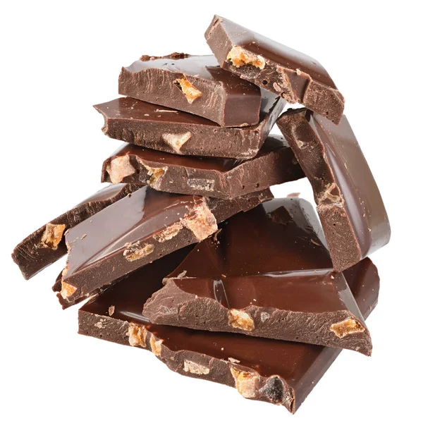 Chocolate Con Leche Rota Almendras Aislado Sobre Fondo Blanco —  Fotos de Stock