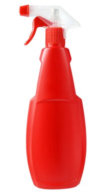 Beyaz arka planda izole edilmiş bir şişe deterjan..