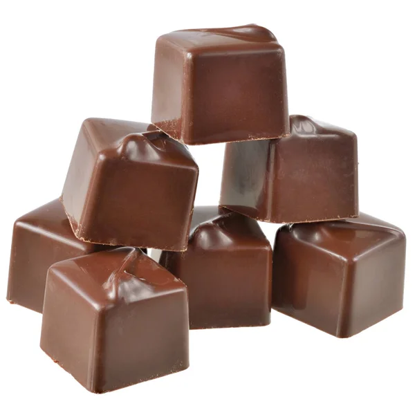 Cubos Chocolate Doce Isolado Fundo Branco — Fotografia de Stock