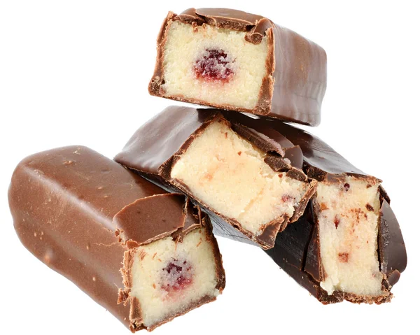 Chocolate Marzipan Bar Fruit Filling Isolated White Background — Stock Photo, Image