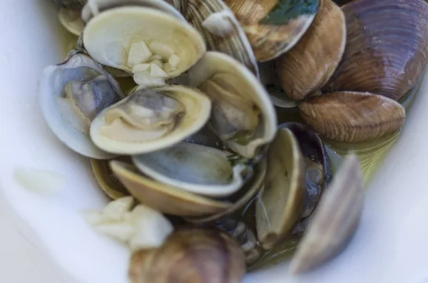 Frutti Mare Vongole Cozze Mare Dieta Cibo Spagna Kithen Piatto — Foto Stock