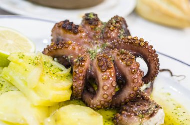 Izgara ahtapot ve patates. 