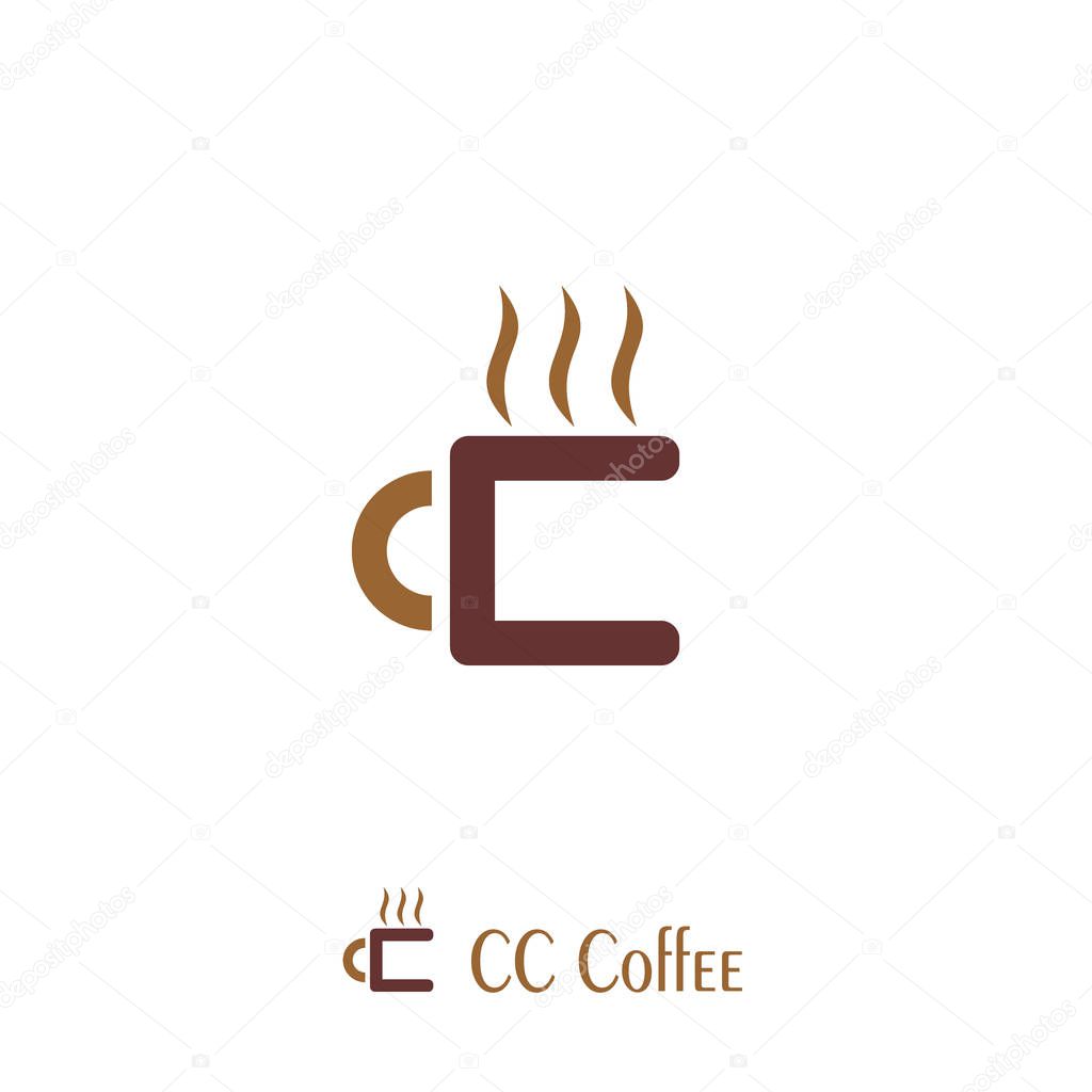 CC Coffee logo, coffee cup logo design.