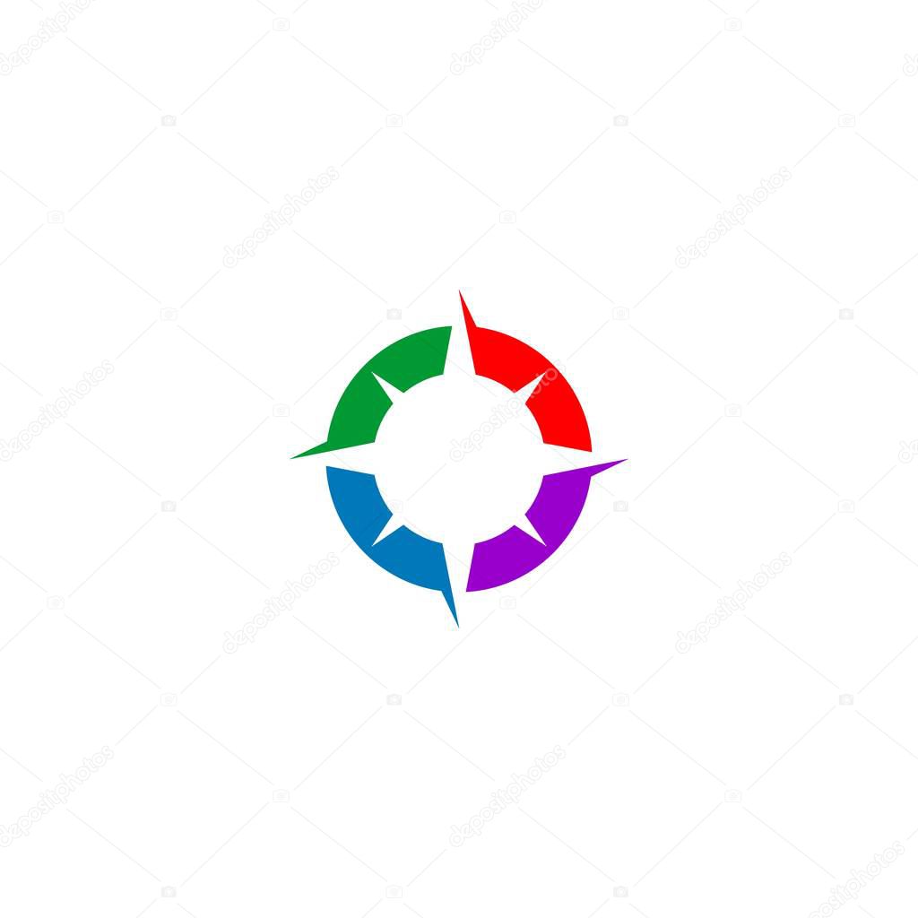 Compass logo design, colorful logo, circle design.