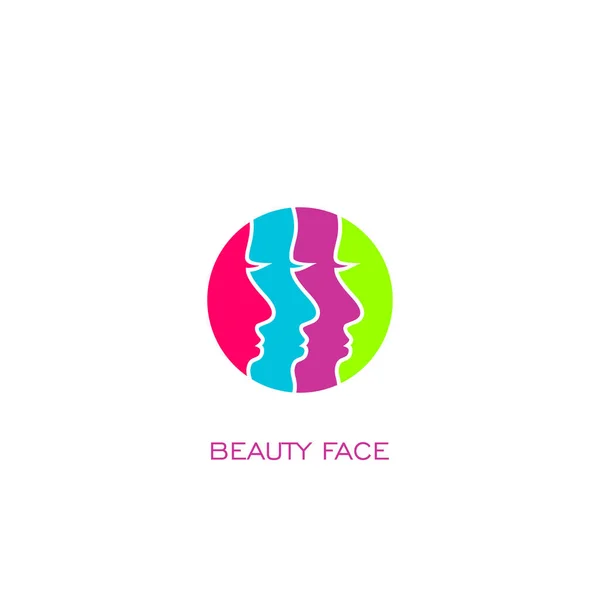 Logotipo Rosto Beleza Ícone Cuidados Beleza Círculo Colorido — Vetor de Stock
