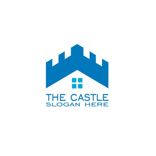 Schloss Logo Design Vektor Symbol Isoliert Auf Weißem Hintergrund — Stockvektor