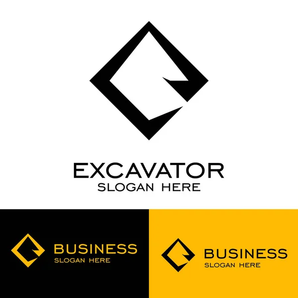 Дизайн Логотипу Екскаватора Шаблон Квадратної Концепції Векторна Піктограма — стоковий вектор