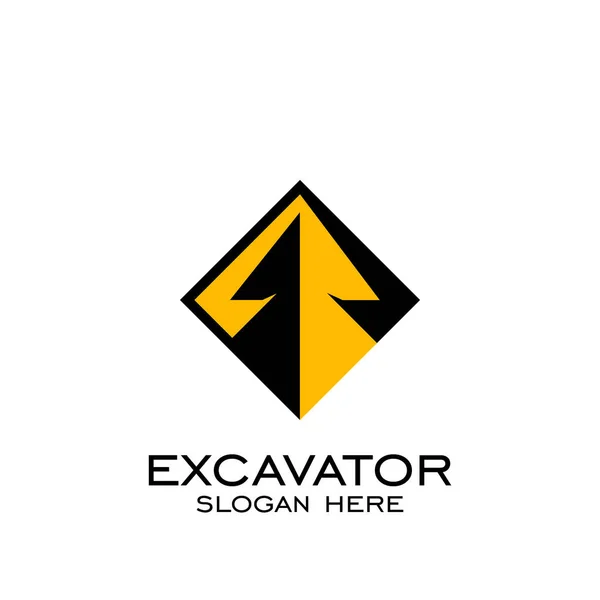 Excavator Logo Vector Square Design Vector Icon — Stock Vector