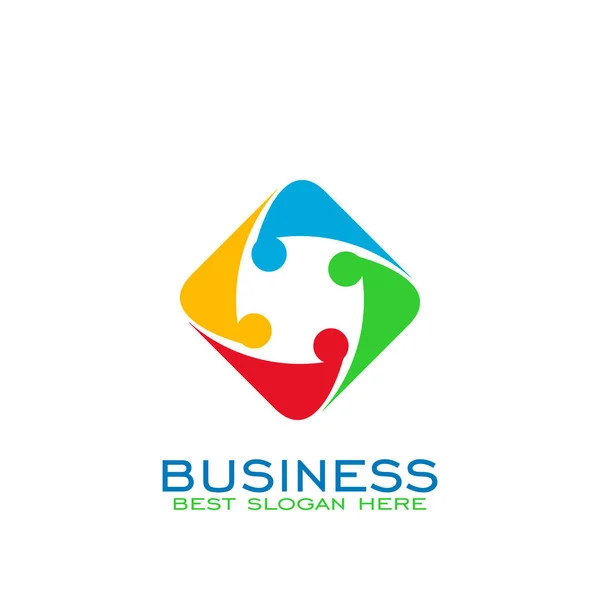 Csapatmunka Logó Emberek Négyzet Színes Logo Tervezés — Stock Vector
