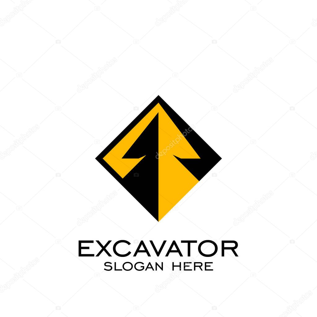 Excavator logo vector square design, vector icon.