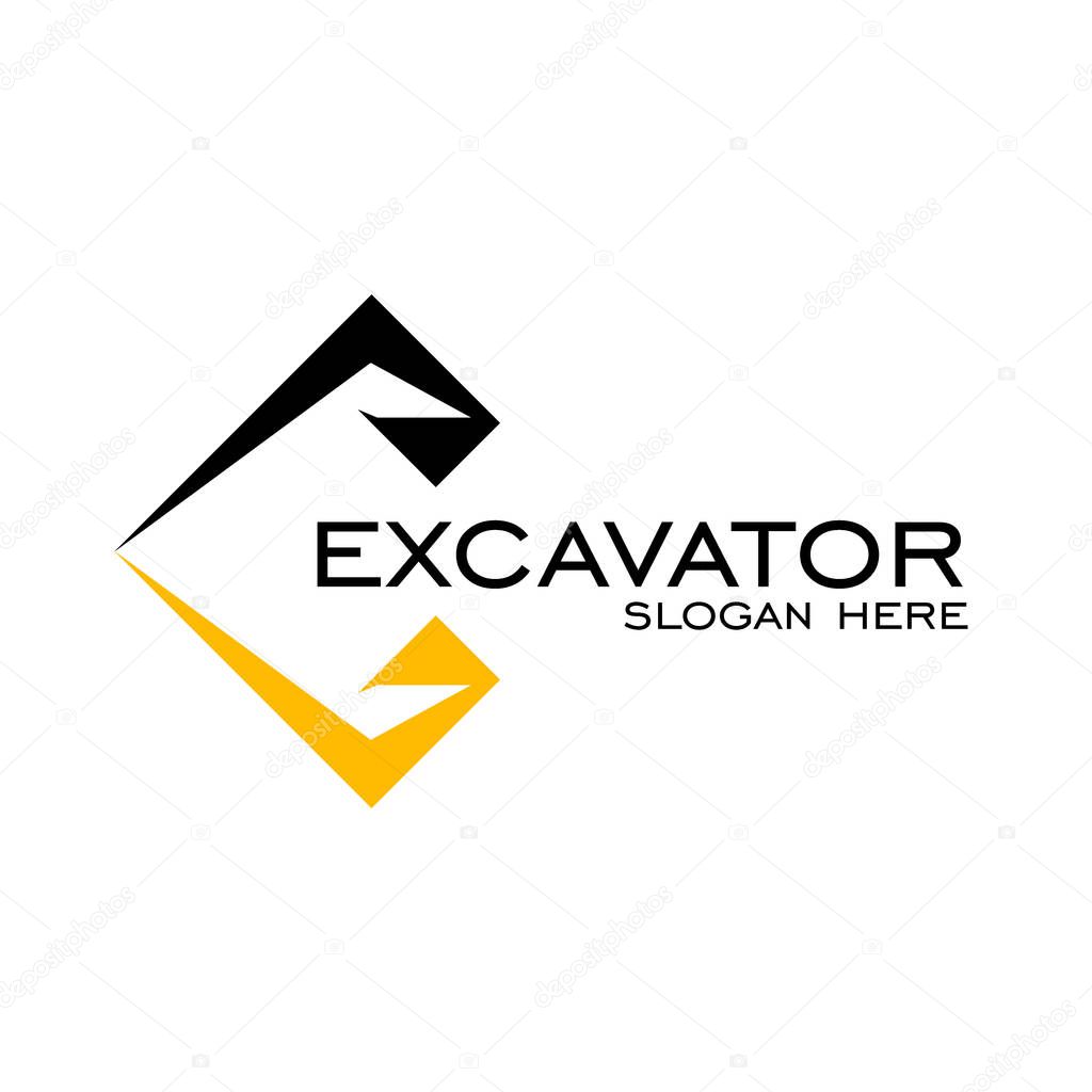 Excavator logo design. simple backhoe vector graphic design.