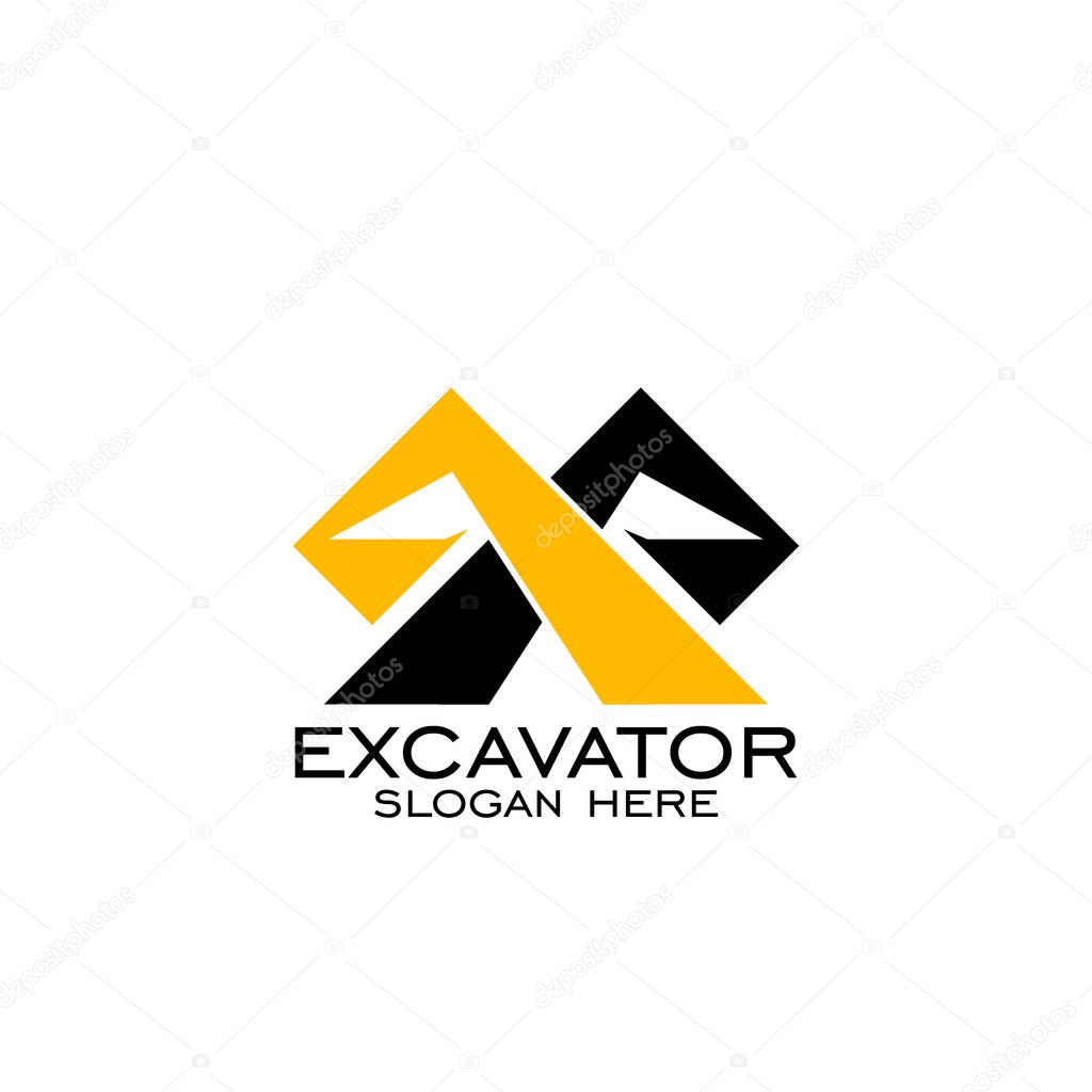 Excavator logo design. backhoe logo, vector icon.