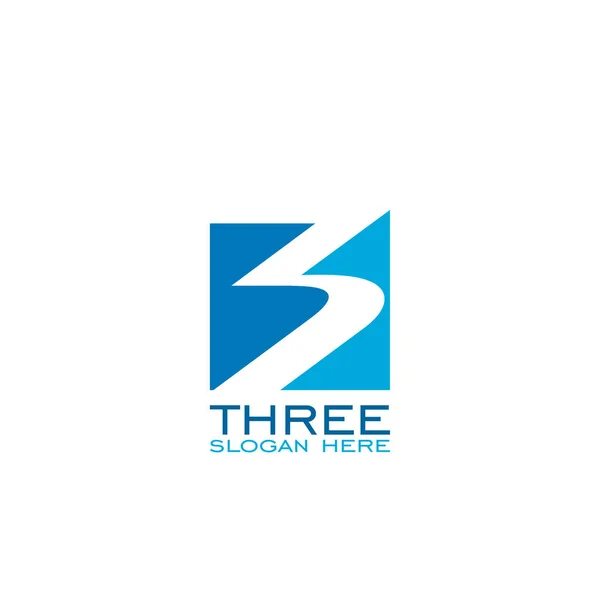Three Logo Design Number Logo Vector — Stock Vector