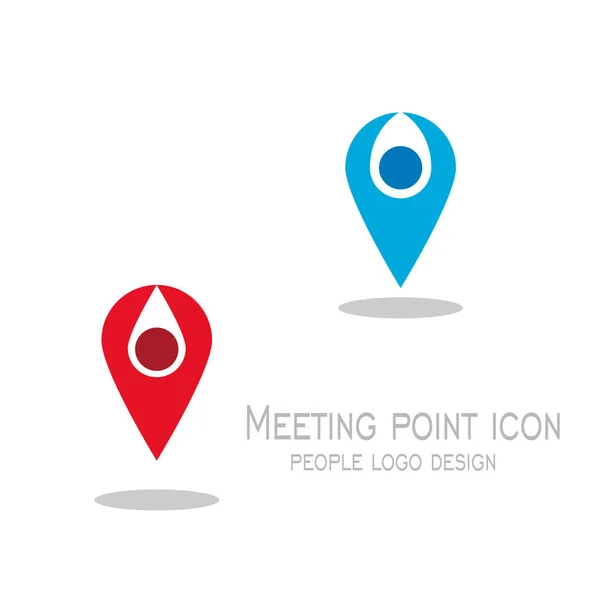 Logo Pointer Logo Oamenilor Design Logo Punctului Întâlnire Pictograme Vectoriale — Vector de stoc