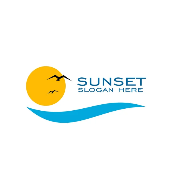 Diseño Del Logo Sunset Logo Océano Ilustraciones Vectoriales — Vector de stock