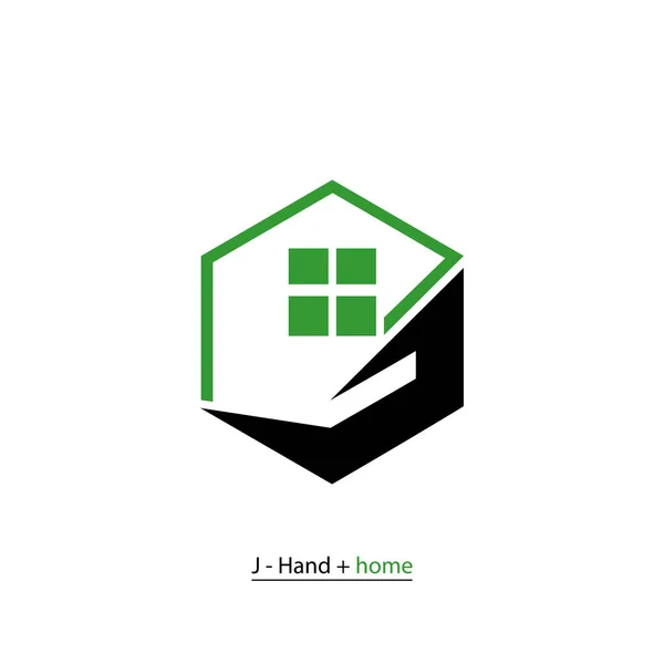 Logotipo Empresa Imobiliária Negócios Imobiliários Modelo Logotipo Home Care Mão — Vetor de Stock